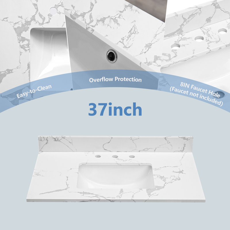 37" Single Bathroom Vanity Top With Sink