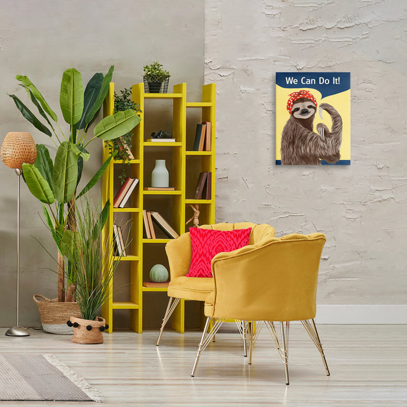 «We Can Classic Sloth», art mural sur toile par Paula Belle Flores, H 20 po x l 16 po