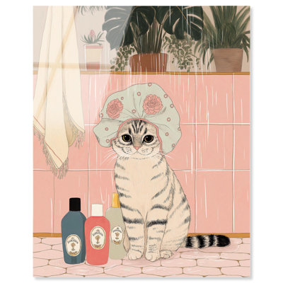 «Shower Cat II», reproduction d'art sur acrylique par Art Remedy