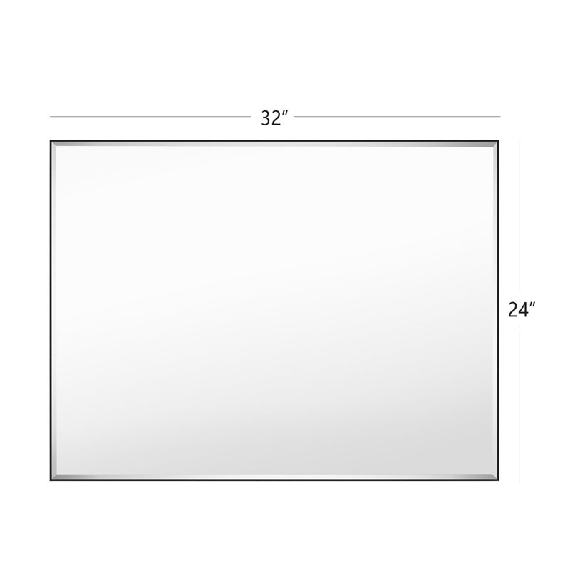 Miroir mural biseauté Reflections Sleek, 24 po x 32 po, Noir, noir, noir, noir