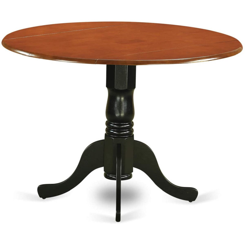 L'ensemble de salle à manger 3 pièces contient une table de salle à manger ronde avec Dropleaf et 2 chaises de cuisine, 42 po x 42 po, noir et cerise