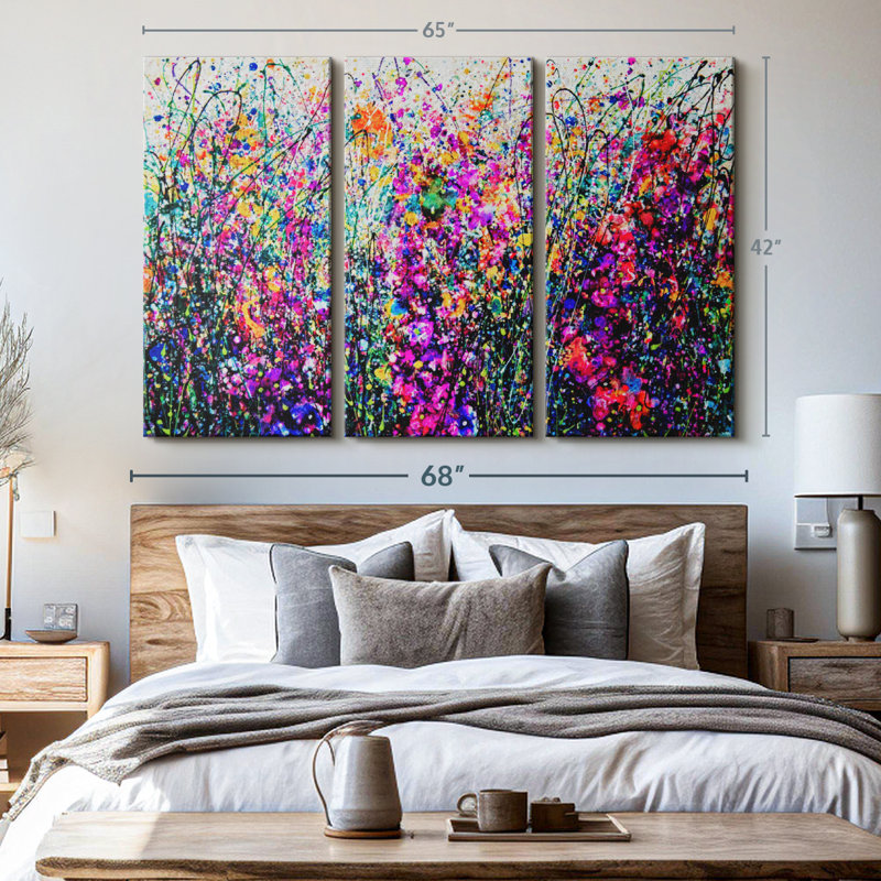 «Hollyhocks Inspired By Pollock» sur, H 42 po x l 65 po