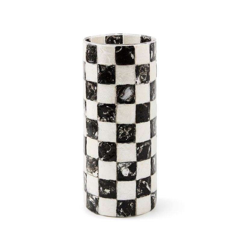 Check Capiz Vase, Black/White