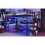 Lit mezzanine multifonctionnel en métal avec rangement et DEL, conception moderne peu encombrante
