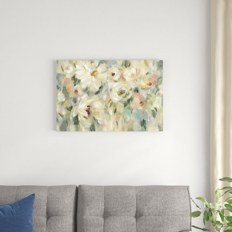 Carré floral expressif pâle, H 20 po x l 30 po x P 1,25 po