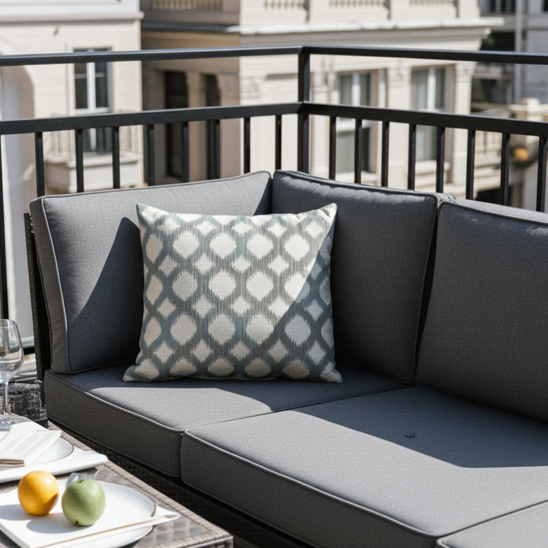 Dream Linen Indoor/Outdoor Pillow Cover & Insert, 22" H x 22" W, Gray/Green, Square