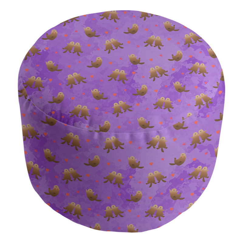 Avicia Upholstered Pouf, Pink/Light Purple/Tan