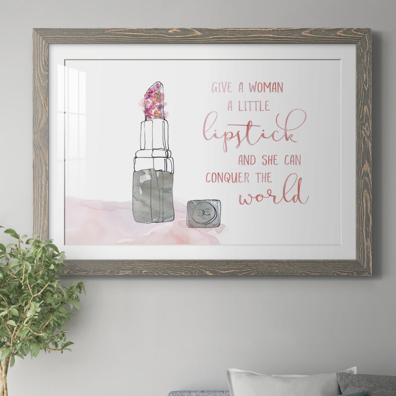 «A Little Rouge à lèvres», impression sur papier encadrée, Cadre en papier gris, H 31 po x l 44 po x P 1 po