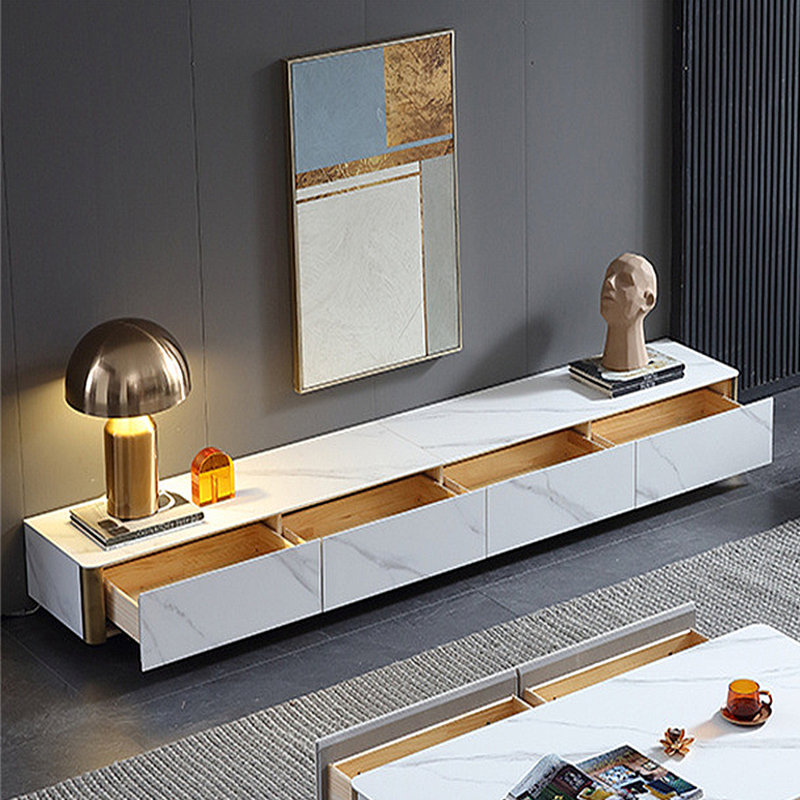 Meuble télé moderne et minimaliste, H 10,24 po x L 94,49 po x l 15,75 po