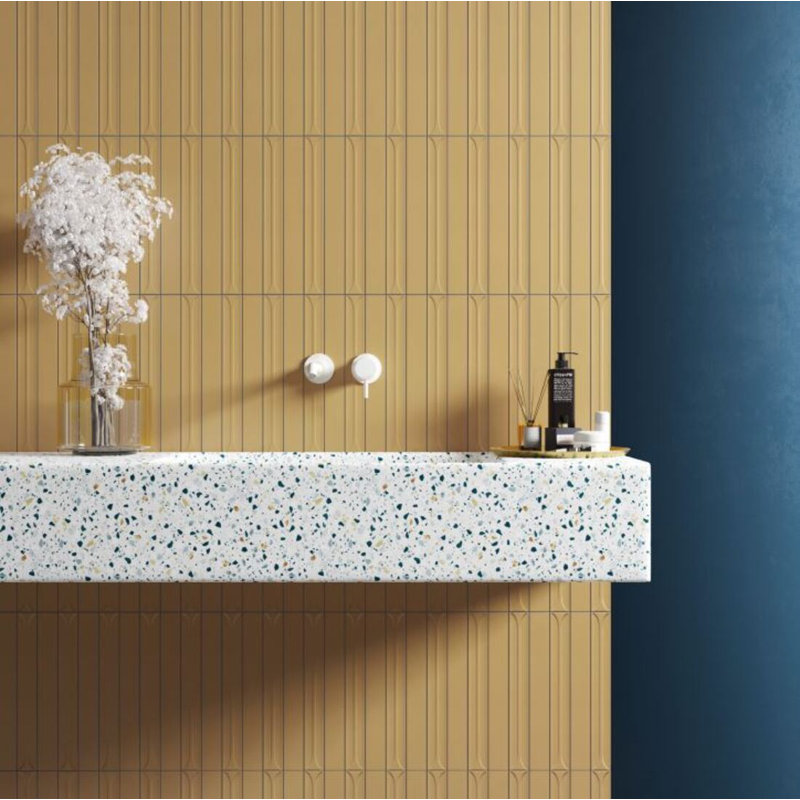 Glazed Textured And Patterned Ceramic Field Tile, Orange