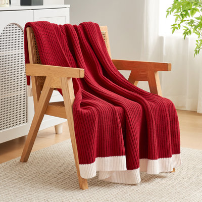 Jeté réversible en tricot de chenille doux tissé gaufré pour canapé, lit et salon