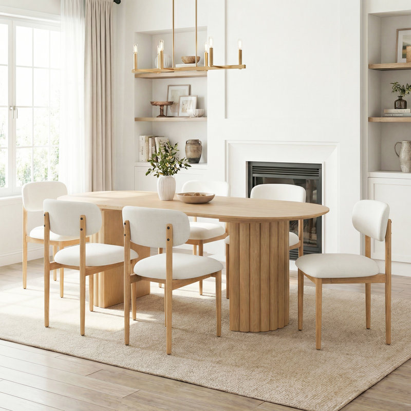 Chaise de salle à manger rembourrée avec pieds en bois 31 po H, 4