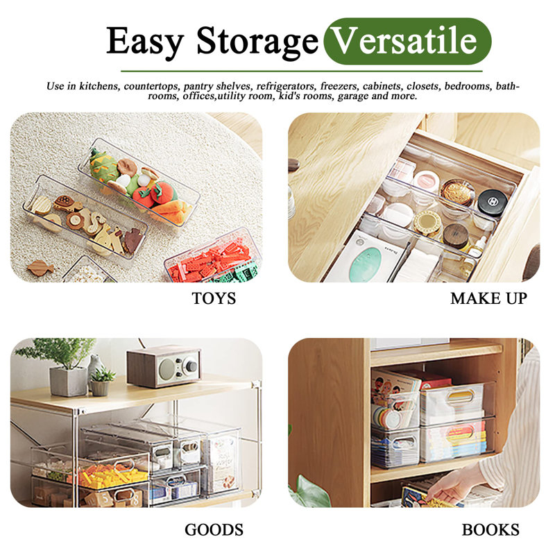 2 Pack Fridge Organizer Bins With Pull Out Drawer,Stackable Storage Drawer, Clear Refrigerator Organizers And Storage,Save Vertical Space For Kitchen Cabinet Pantry,13.4X 4.96 X 4.3 In