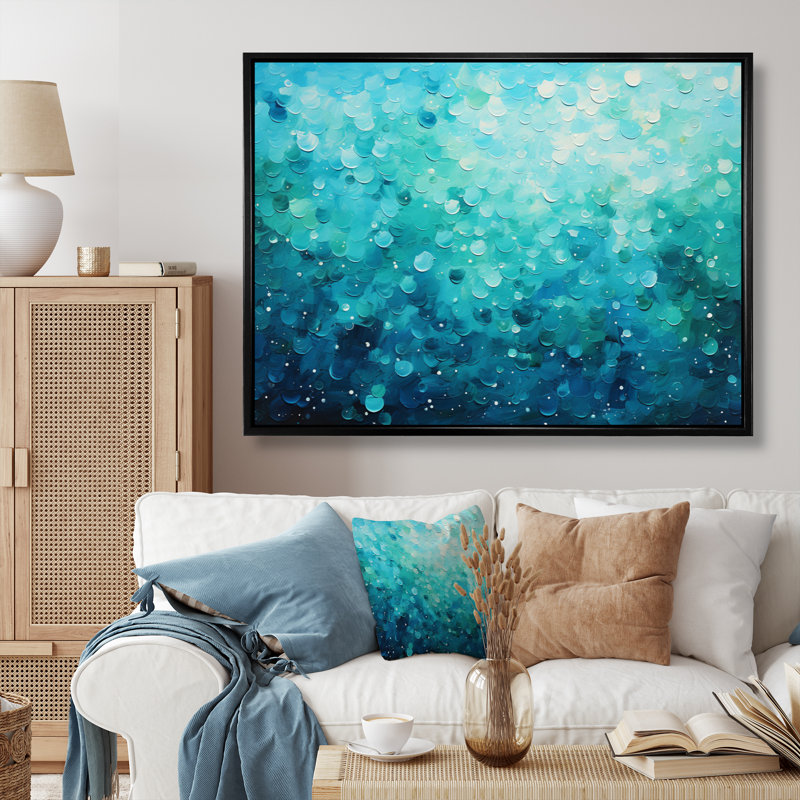 Aqua Lagoon II, reproduction d'art sur toile, H 24 po x l 32 po x P 1 po, Cadre flottant noir