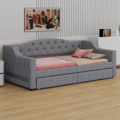Upholstered Daybed With LED Belt And 2 Drawers