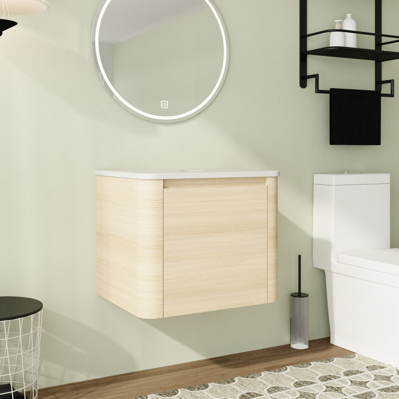 Base de meuble-lavabo simple 24 po Lydian seulement, Chêne blanc