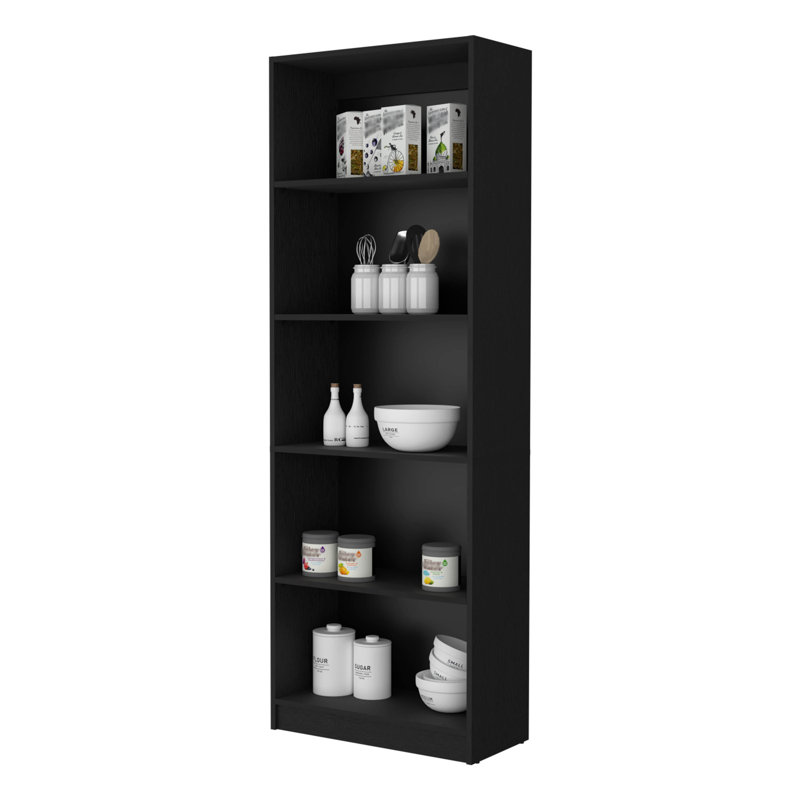 Bibliothèque Milton avec tablettes de rangement à niveaux, Noir, (5 tablettes) H 71,11 po x l 24,71 po x P 11,71 po