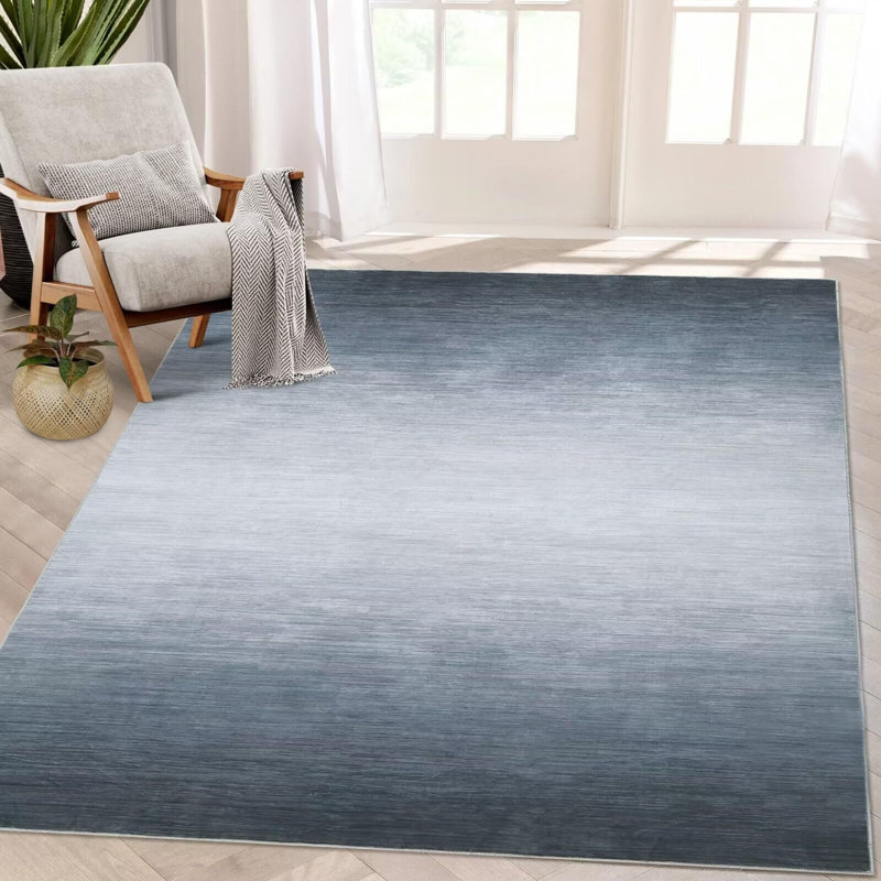 Tapis moderne antidérapant lavable à la machine, Rectangle 9 pi x 12 pi