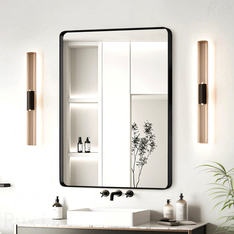Miroir d'appoint, Noir, Verticale, 30 po x 20 po