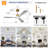 52 Inch 3 Rod Solid Wood Ceiling Fan With Light Kit Dimmable LED, DC 6 Speed ,Remote Control Ceiling Fan  for Patio Living Room, Bedroom, Office,Indoor.(GOLD +WHITE)-129418042-129418043