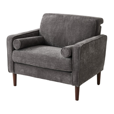 85cm Wide Tufted Chenille Armchair with Pillows