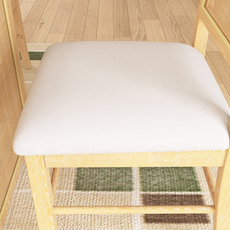 Ensemble de salle à manger de ferme 7 pièces - table 59,8 po et 6 chaises en rotin, Naturel, Naturel / Blanc