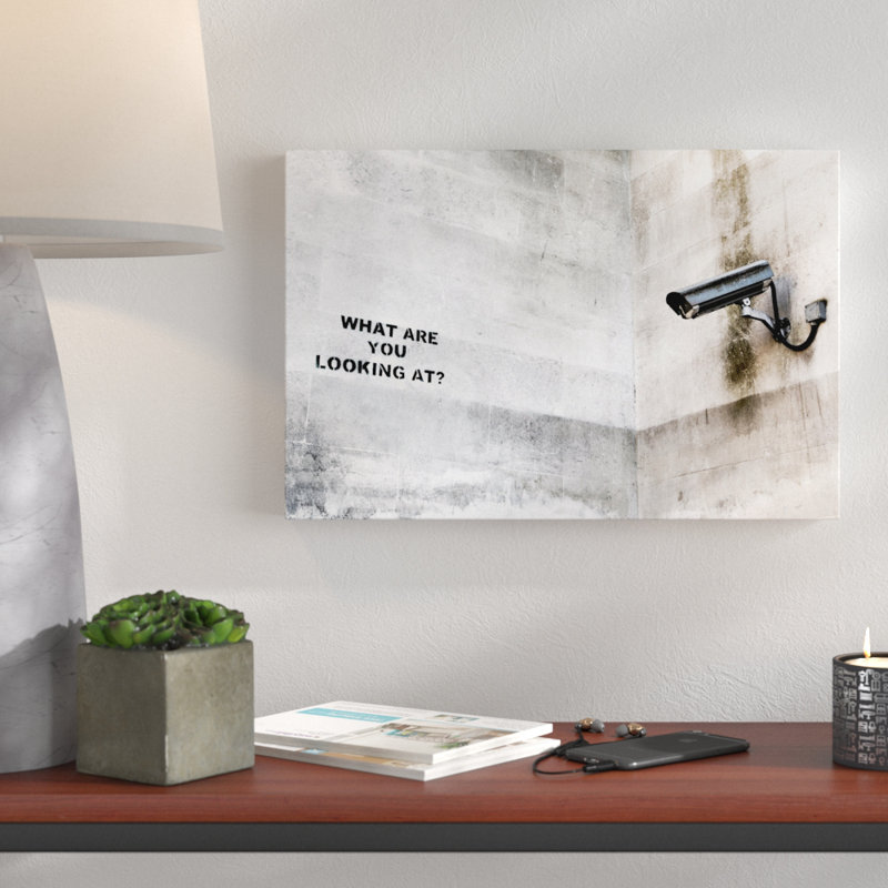 What Are You Looking At by Banksy - Wrapped Canvas Print, 30cm H x 46cm W x 4cm D