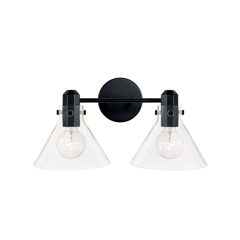 Aged Brass and Clear Glass 2-Light Vanity Fixture