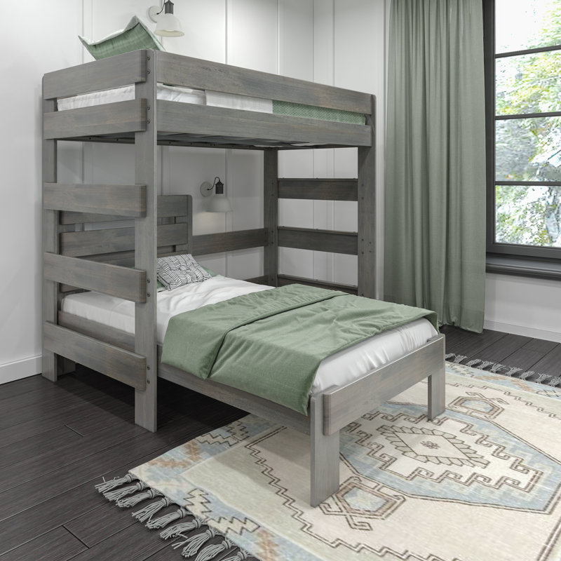 Doyle Solid Wood L-Shaped Bunk Beds, Twin, Driftwood
