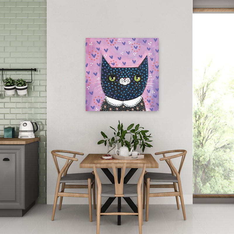 Kooky Cat I Contemporary Cat Art, 32" H x 32" W