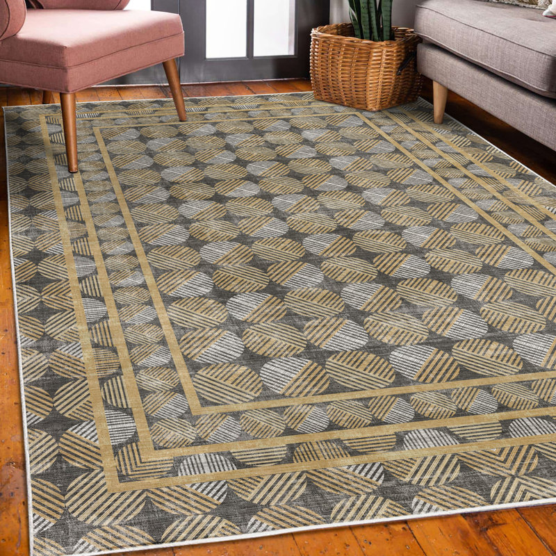 Tapis décoratif à longues fibres Jhade, Rectangle 4 pi x 5 pi 5 po