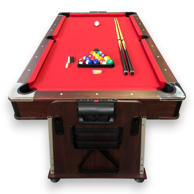 7 ft Multi Games Billiards  Air Hockey + Table Tennis + Table Top – Mattew, Red