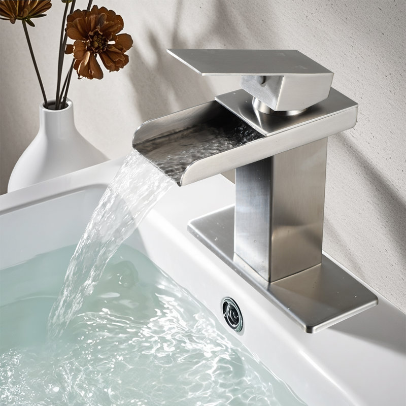 Robinet de salle de bain monocorps et monocommande, Nickel brossé