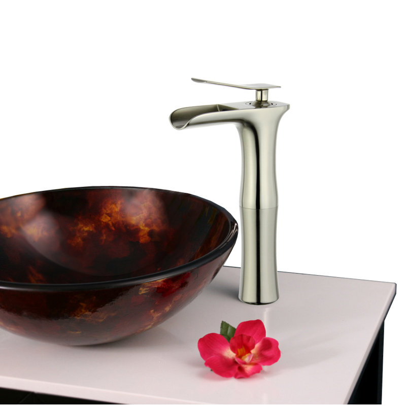 Robinet pour salle de bain à un trou avec ensemble de drain upc, Nickel brossé