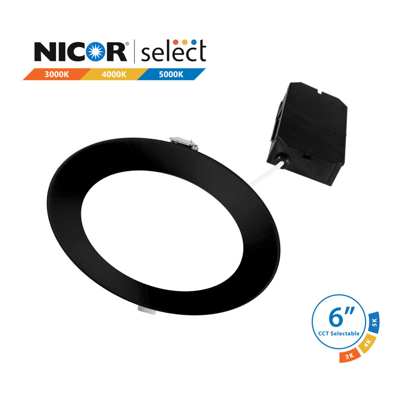 Ensemble d'éclairage encastré Canless 6 "Ultra Slim, Noir