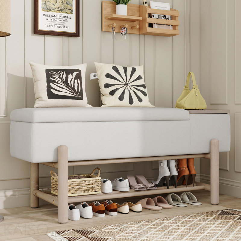 Banc de rangement rembourré pour le salon Farmhouse - Naturel