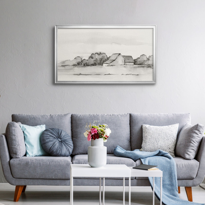 Wyeth Barn II - toile encadrée de qualité supérieure - prête à être accrochée, H 14,5 po x l 26,5 po x P 1 po