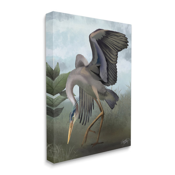 Highland Dunes Dancing Crane Portrait On Canvas Print | Wayfair