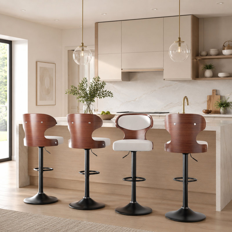 Tabouret tournant à hauteur réglable Bentwood, Blanc