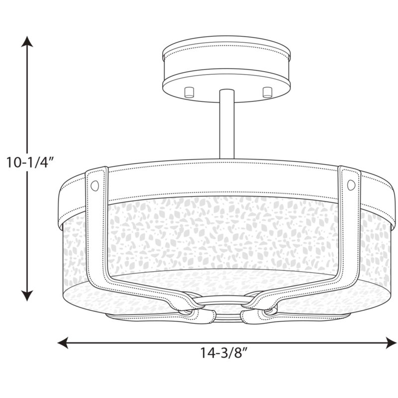 Plafonnier semi-encastré 4 lumières 14,375 po Rockdance, Laiton vieilli