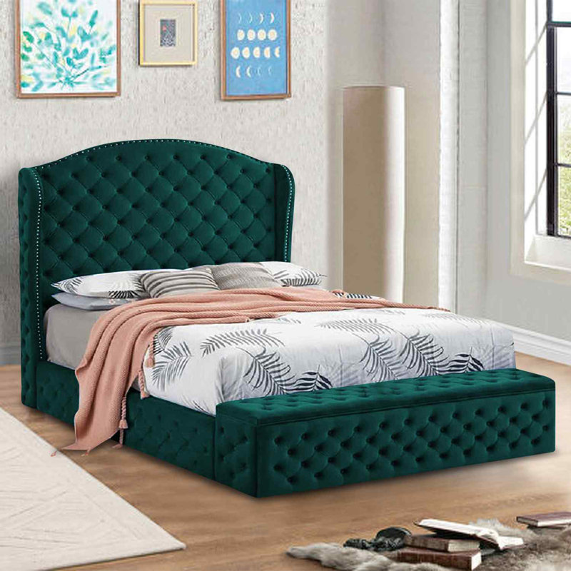 Upholstered Bed, Single (3'), Green