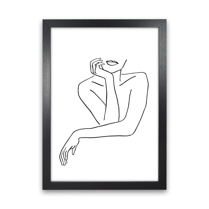 Line Arms Resting On Counter by Planeta444 - Print, 34cm H x 25cm W x 3cm D, Black Framed