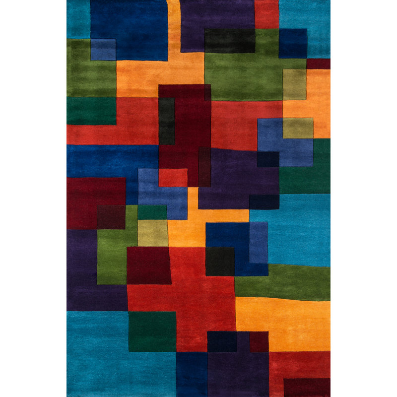 Handmade Multicolor Wool Geometric 4' x 6' Area Rug