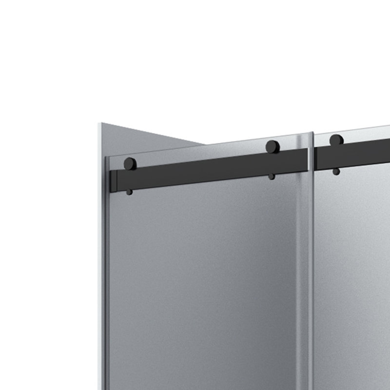Molly 48" W X 36" D X 76" H Frameless Shower Door Rectangular Shower Kit In Black With Frosted Glass Finish, Left, Black