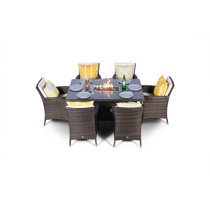 Direct Wicker Ovellette 6 Piece Rattan Sofa Set with Cushions and Gas Firepit Table Direct Wicker Ovellette 6 Piece Rattan Sofa Set with Cushions and Gas Firepit Table