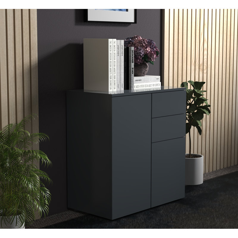 Amonni 70cm W 2 - Drawer Chest of Drawers, Black