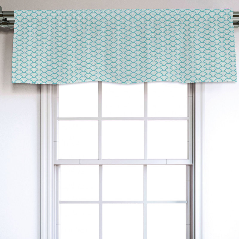 Sky Blue and White Satin Polyester Window Valance 54" x 18"