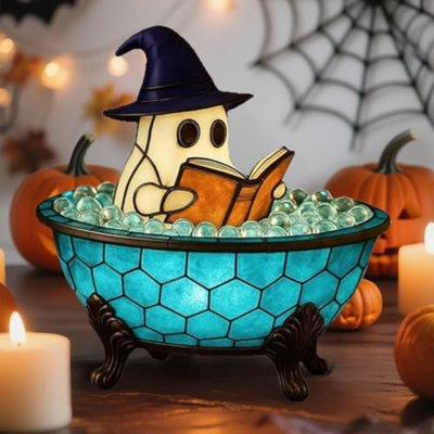 Lampe de bain d'Halloween fantôme, jolies lumières de fantôme de baignoire pour la décoration d'Halloween, veilleuse de livres de lecture, décorations d'Halloween pour les lecteurs d'intérieur et les amateurs de livres