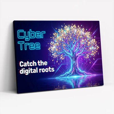 «Cyber Tree Neon», impression sur toile tendue sur toile, ensemble de 1