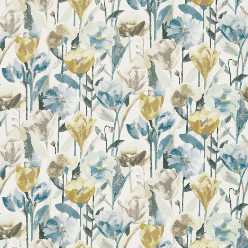 Verdaccio Fabric, Mustard/Marine/Steel